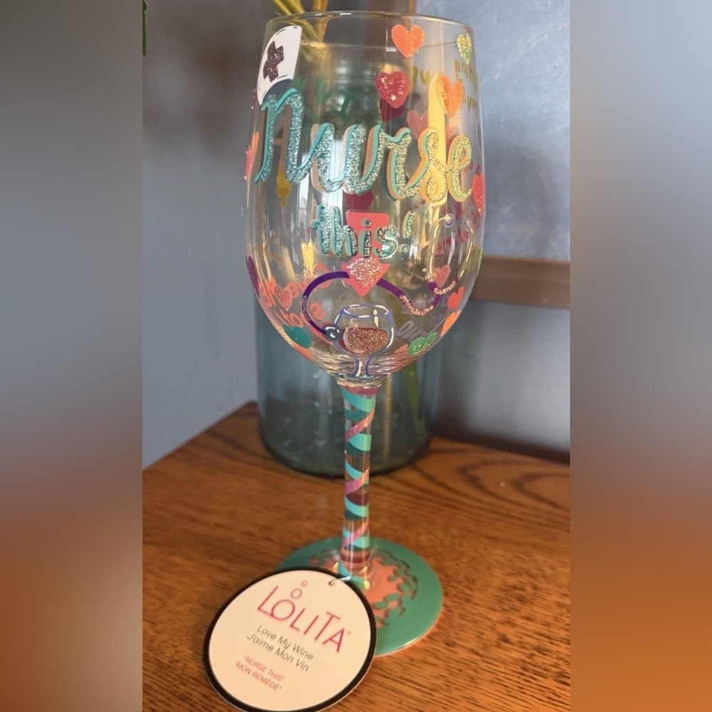 Lolita Nurse This Wine Glass Hand Painted Collectible NWT Box